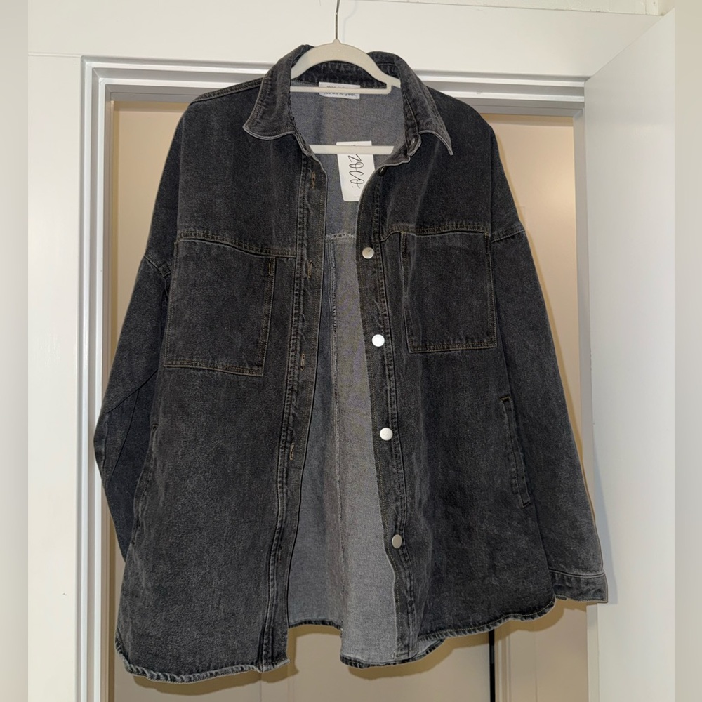 Zoco-Black Denim Button-Up Jacket